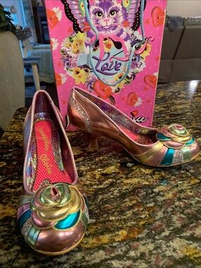 Irregular Choice “Stupenda” Multicolor Metallic Heels